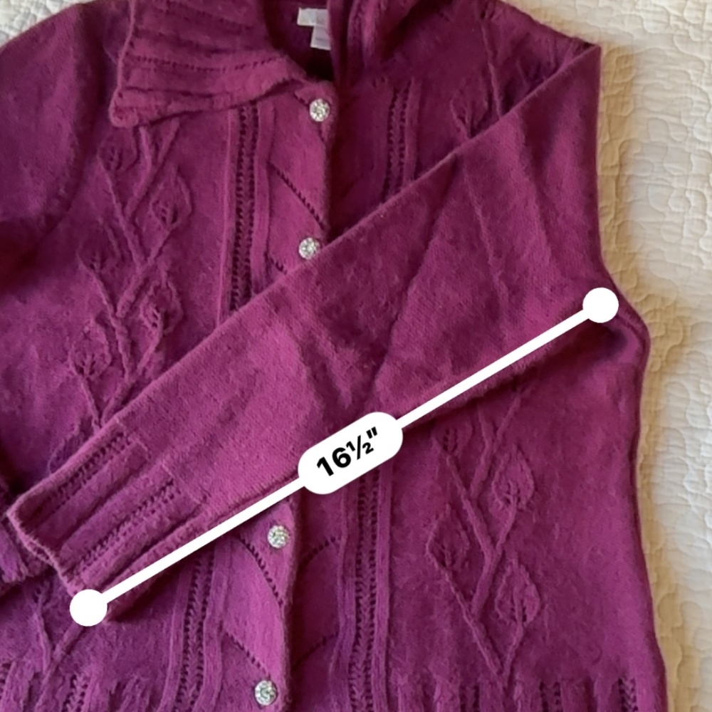 Christopher & Banks Women's Purple Collared Cardigan Sweater Size L - Picture 10 of 12
